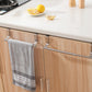Stainless Steel Cabinet Door Towel Holder Adjustable No Drill Towel Bar for Kitchen Bathroom-Silver