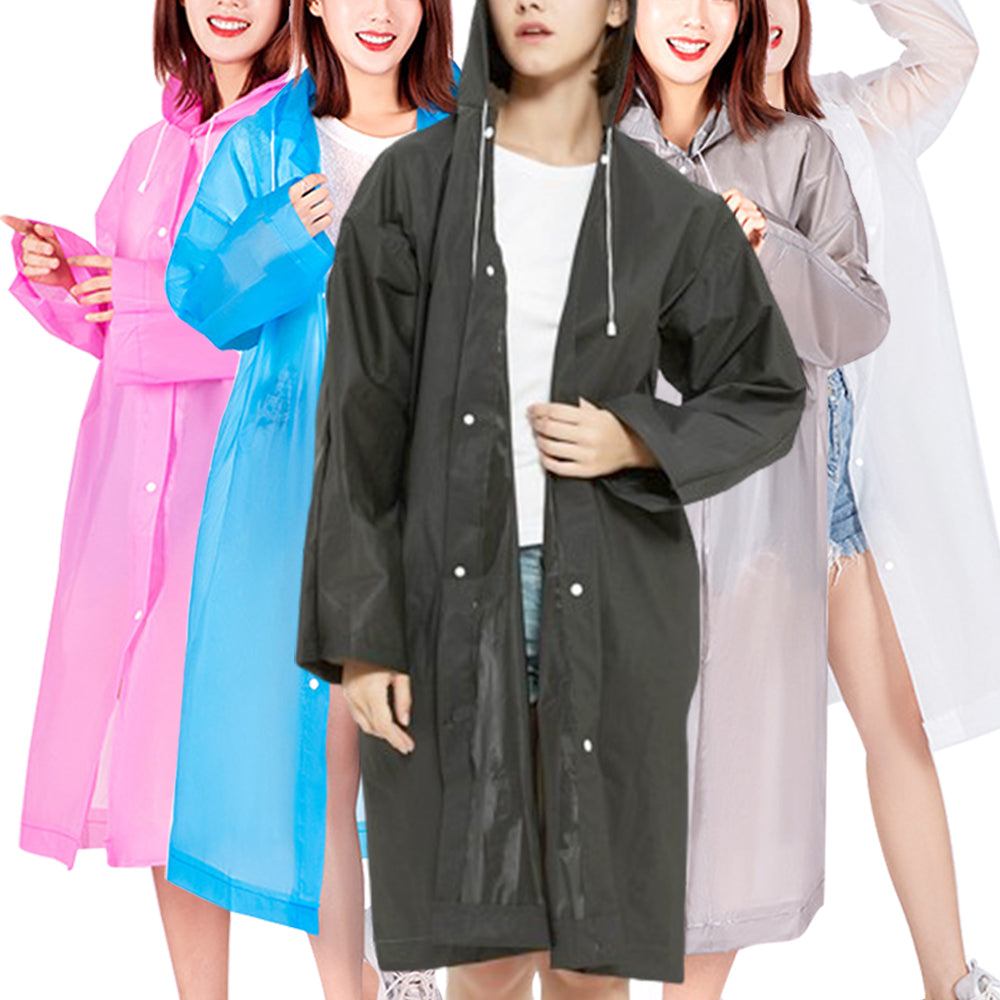 EVA Reusable Unisex Waterproof Hooded Raincoat