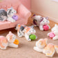 6Pcs Cute Flocked Cat Figurines Cat Playing Yarn Balls Garden Decor Set