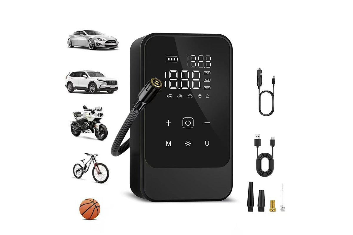 Dual Power Cordless Wired Air Pump with Preset Modes Car Tire Inflator with Light Tire Inflator Digital Display Car Tire Pump