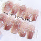 22-Piece Reusable Press-On Nail Set with Floral Design for Easy Manicure