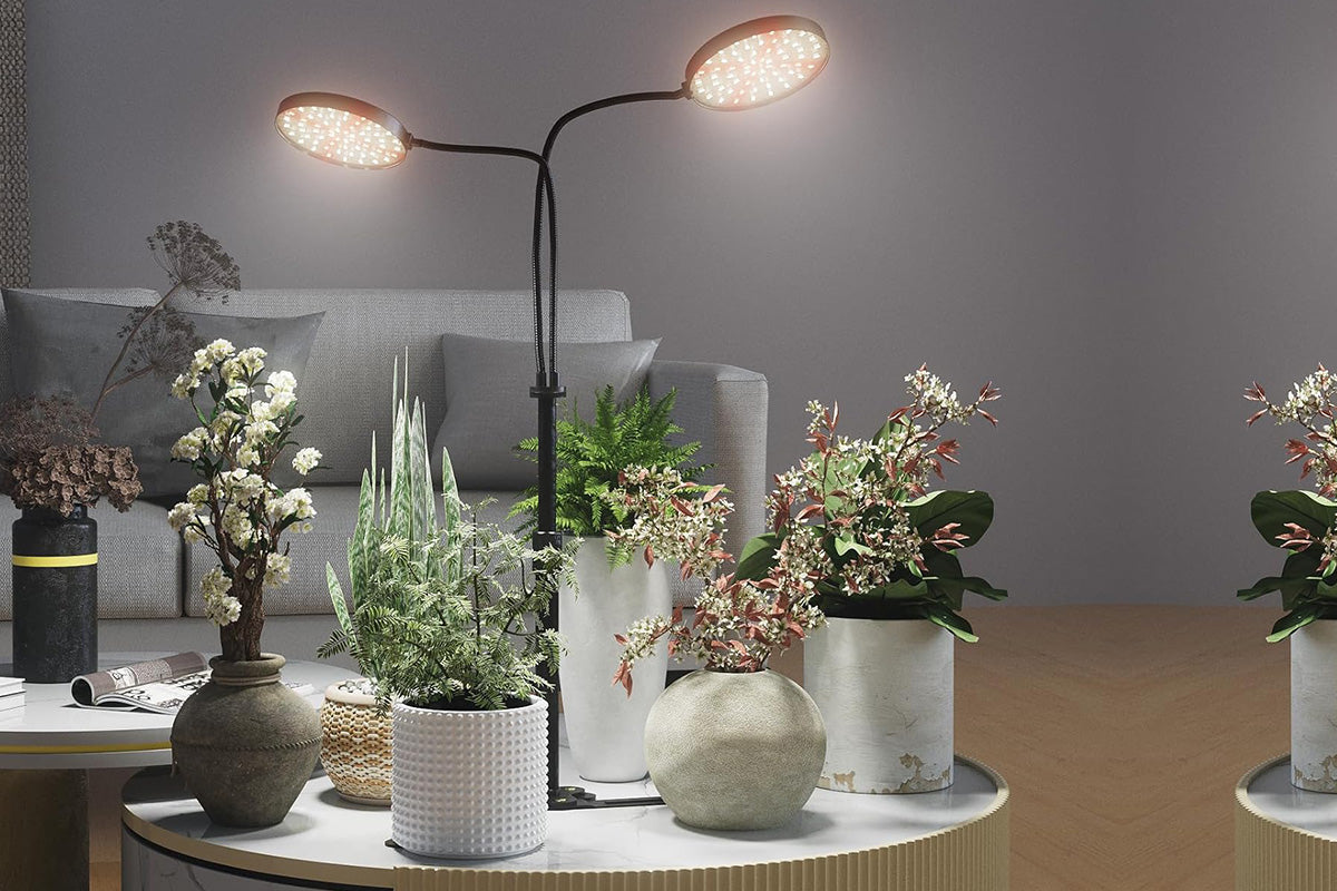 LED Grow Light Dual Head Full Spectrum Adjustable Plant Lamp for Indoor Plants
