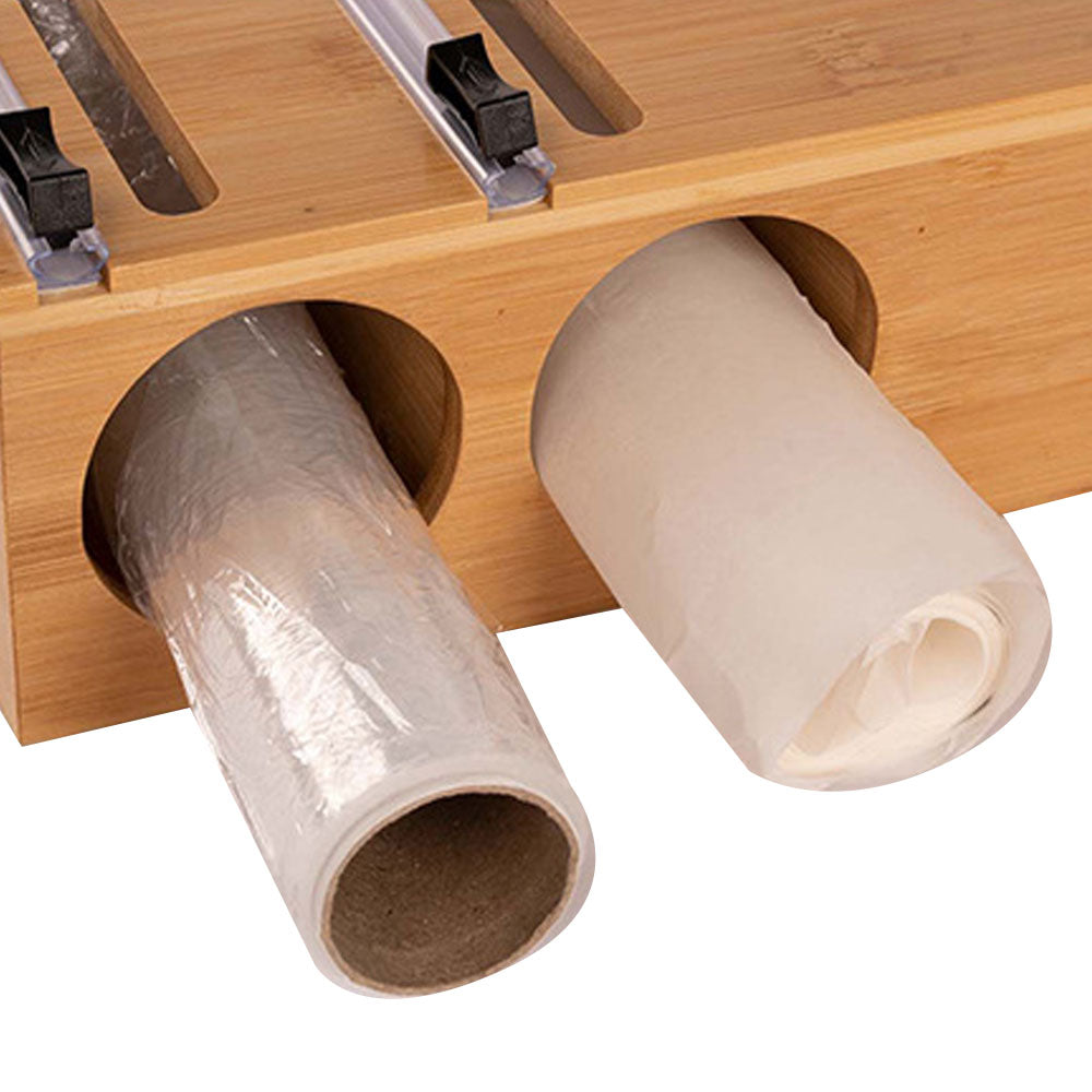 6-in-1 Foil and Plastic Wrap Dispenser Bag Food Baggie Organizer with Cutter