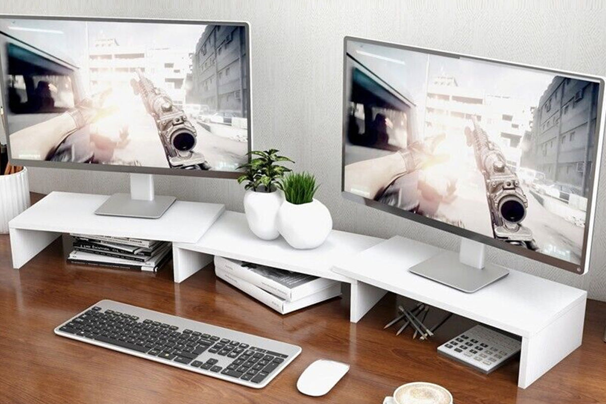 Dual Monitor Stand Riser Adjustable Computer Monitor Stand for Books iMac Laptop