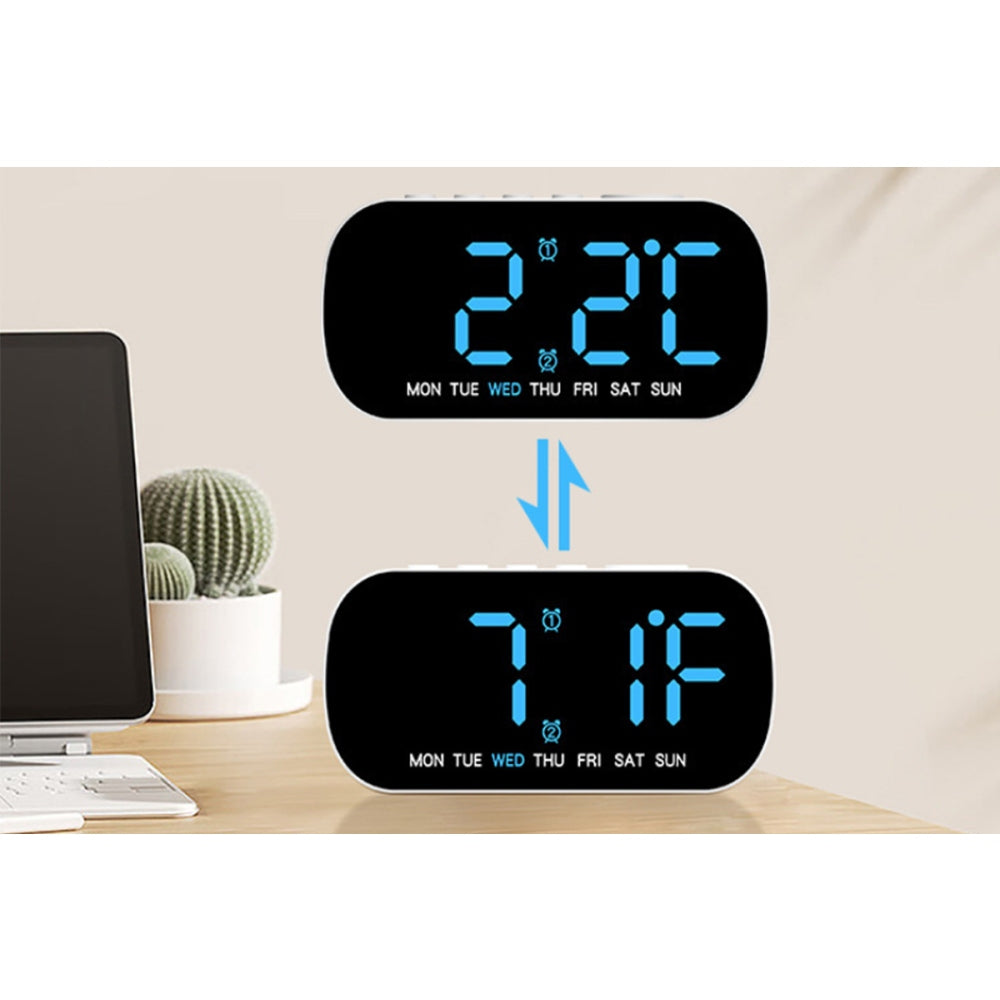 Electric Digital Alarm Clock LED Display Battery Backup Snooze Dual Alarm Clock