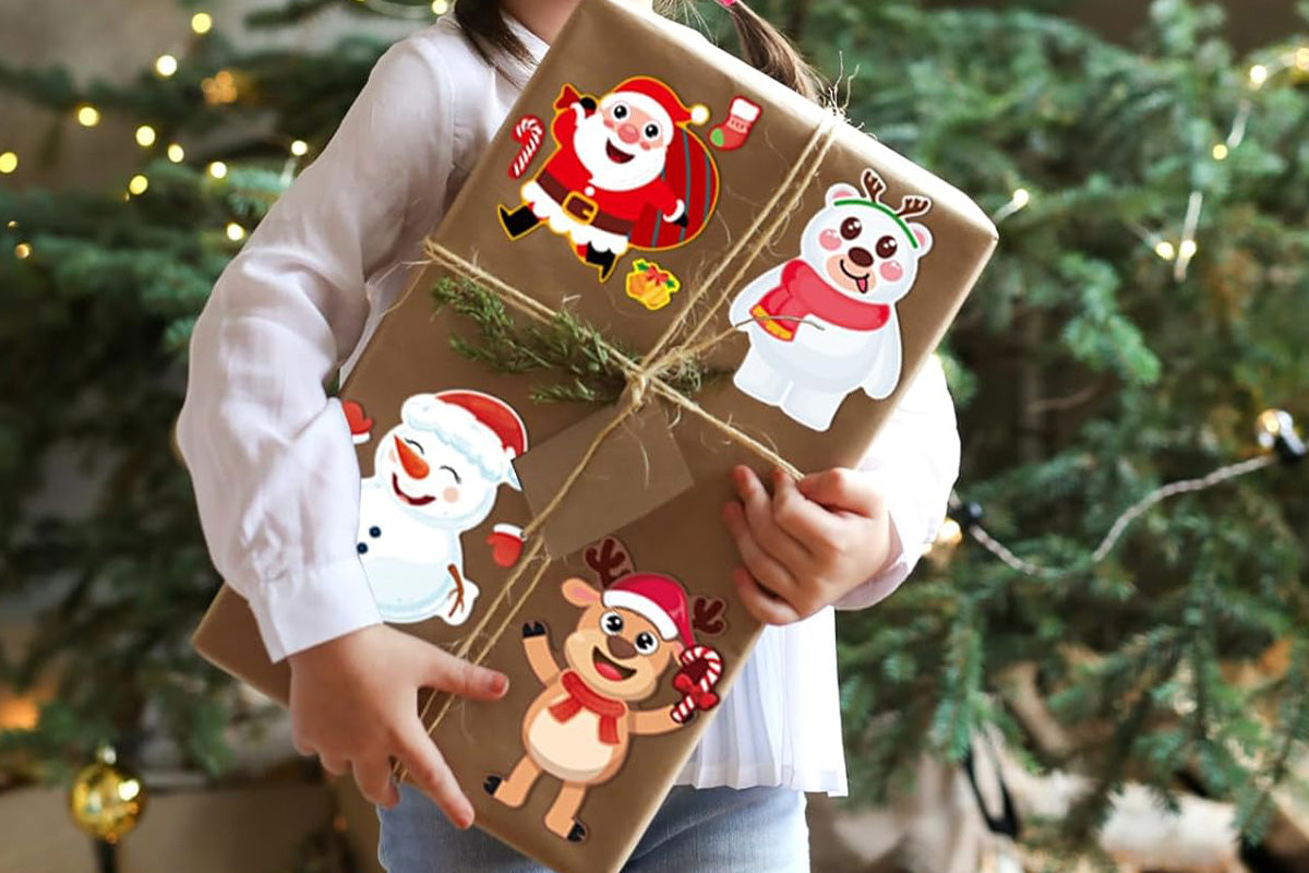 16Pcs Christmas Stickers DIY Stocking Stuffers Crafts Christmas Decorations