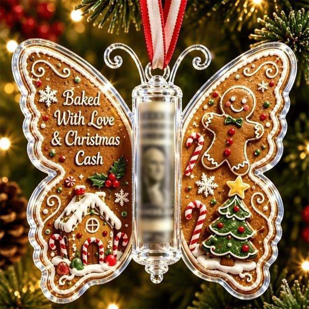 4 Pack Acrylic Christmas Cash Gift Ornaments with Money Holder Slots