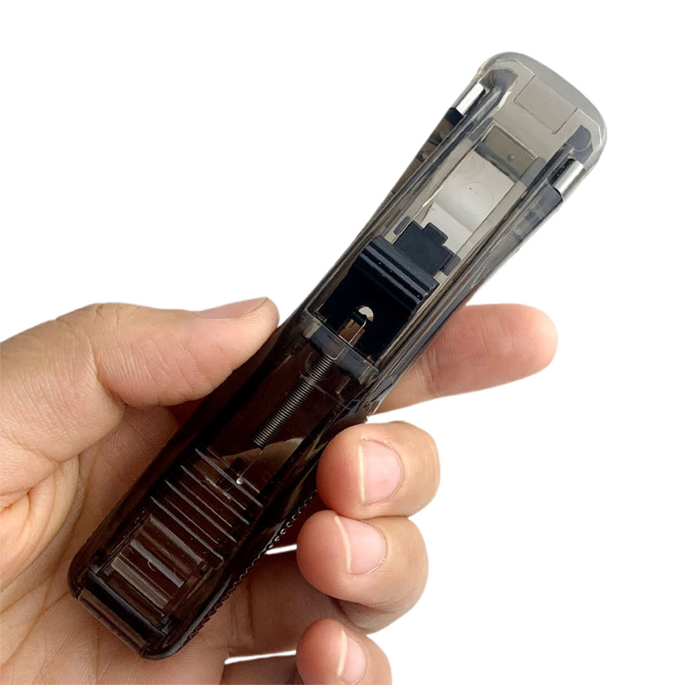 2Pcs Portable Clip Stapler with 100 Reusable Clips Push Style Paper Clamp for Office School Home