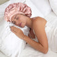 Polyester Satin Hair Bonnet with Tie Band for Sleeping-Red