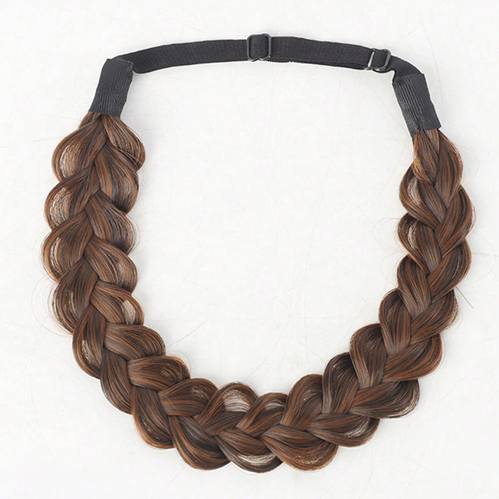 Plaited Headband Adjustable Stretch Hairpiece Hair Extension Headband For Women