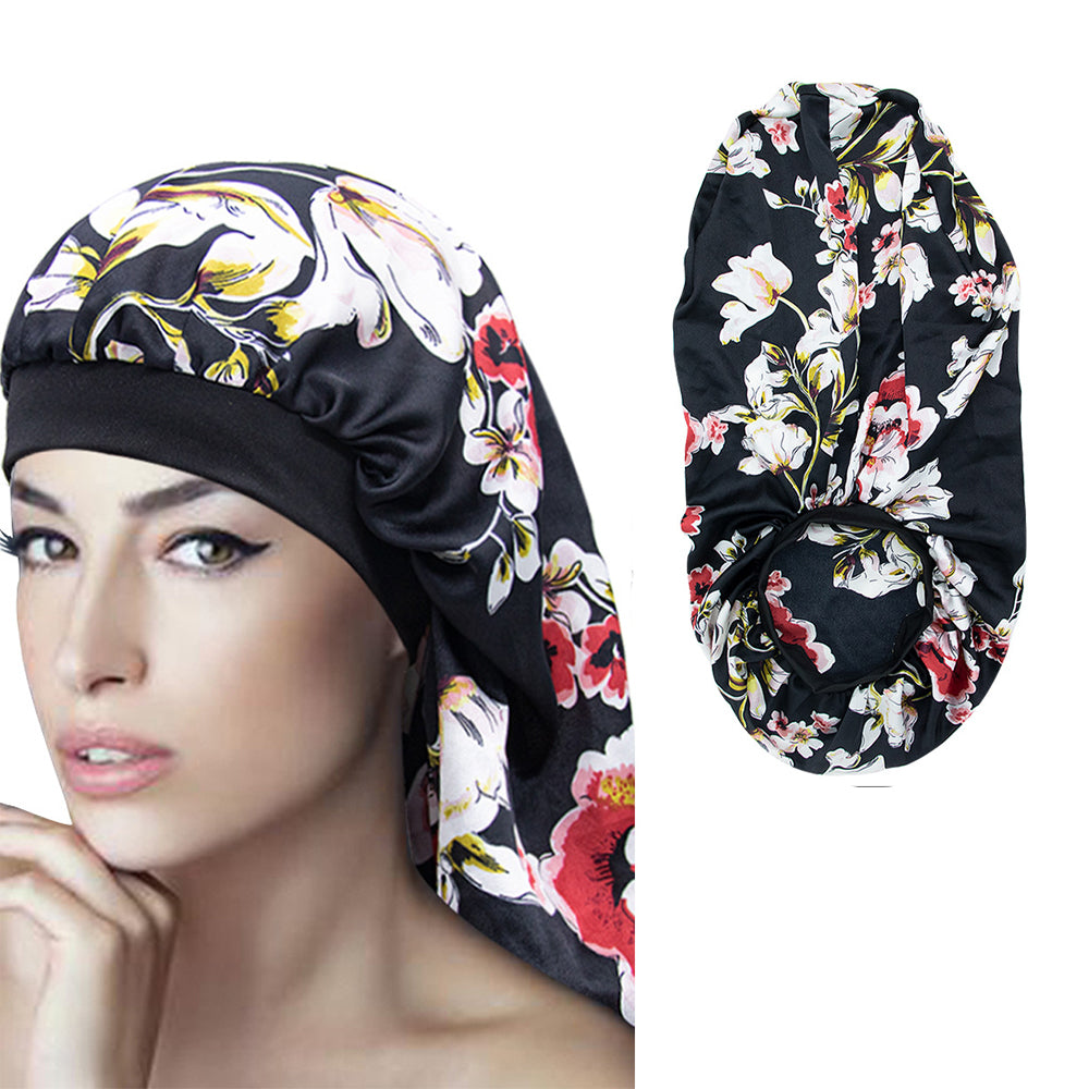 Extra Long Satin Sleep Bonnet For Women Soft Elastic Band Silky Cap