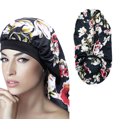 Extra Long Satin Sleep Bonnet For Women Soft Elastic Band Silky Cap