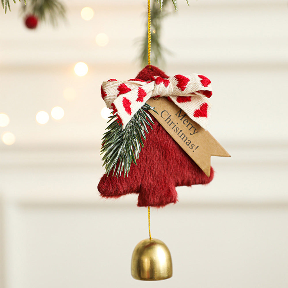 3pcs Jingle Bells Christmas Tree Decorations Plush Pendant Hanging Christmas Ornaments