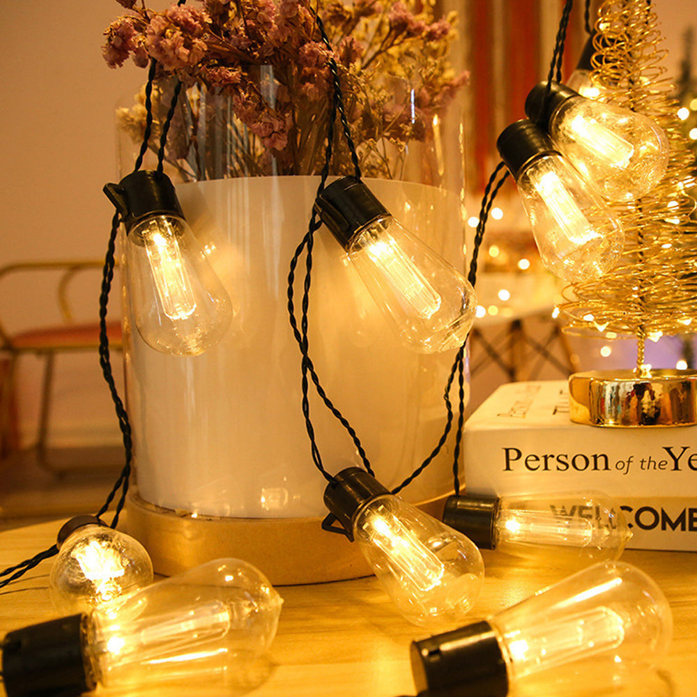 2Pcs 5M 20-LED Solar Outdoor Dimmable Festoon String Light