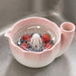 Self-Spinning Ceramic Berry Washing Bowl Set with Drain Holes and 2 Fruit Forks for Cleaning Berries