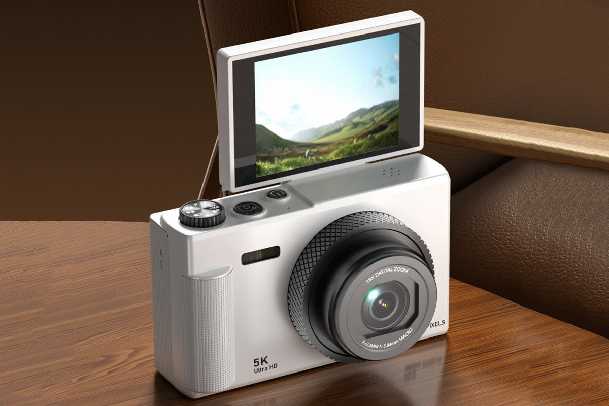 5K Digital Camera 18X Zoom Flip Screen Point and Shoot Camera with 64GB Memory Card