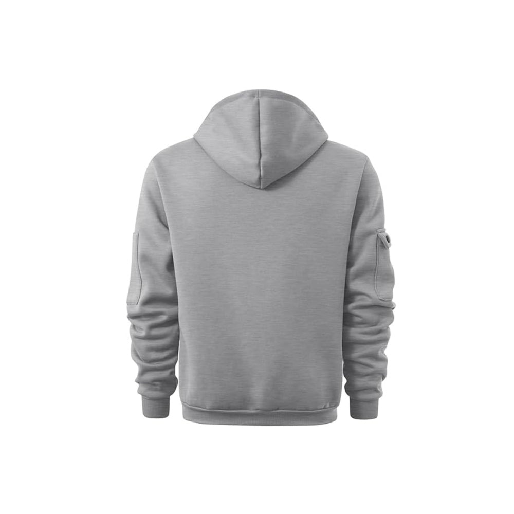 Fleece Hooded Sweatshirt Casual Hoodie for Men-Light Grey