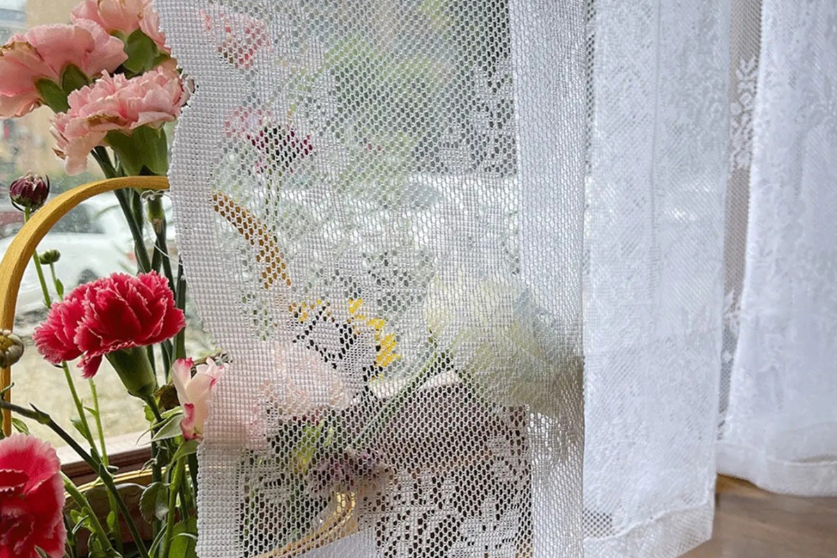 Vintage Lace Sheer Curtains Flowers And Branch Voile Curtains For Living Room Garden