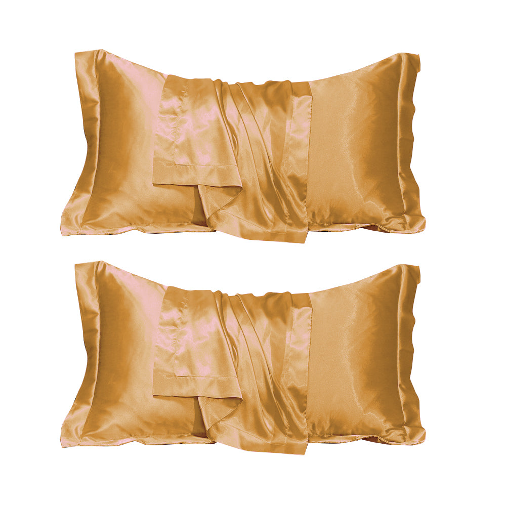 2Pcs 48x74cm Satin Pillowcase Solid Color Silk Soft Bedding Pillowcase