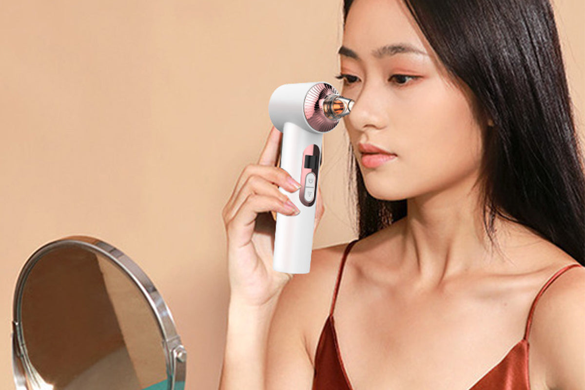 2-In-1 Cold and Heat Compress Blackhead Remover Pore Vacuum Suction Device with 6 Heads 5 Levels