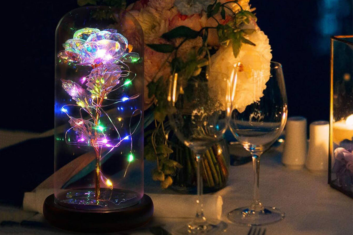 Eternal Rose Night Light in Glass Dome with LED