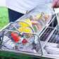 Rotating Stainless Steel BBQ Grill Basket with Stand and Handle for Camping Garden