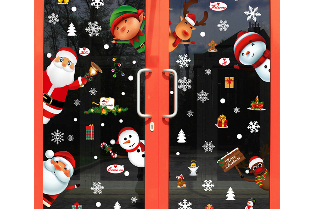6Pcs Christmas Window Clings Window Stickers Decals with Santa Claus and Snowman