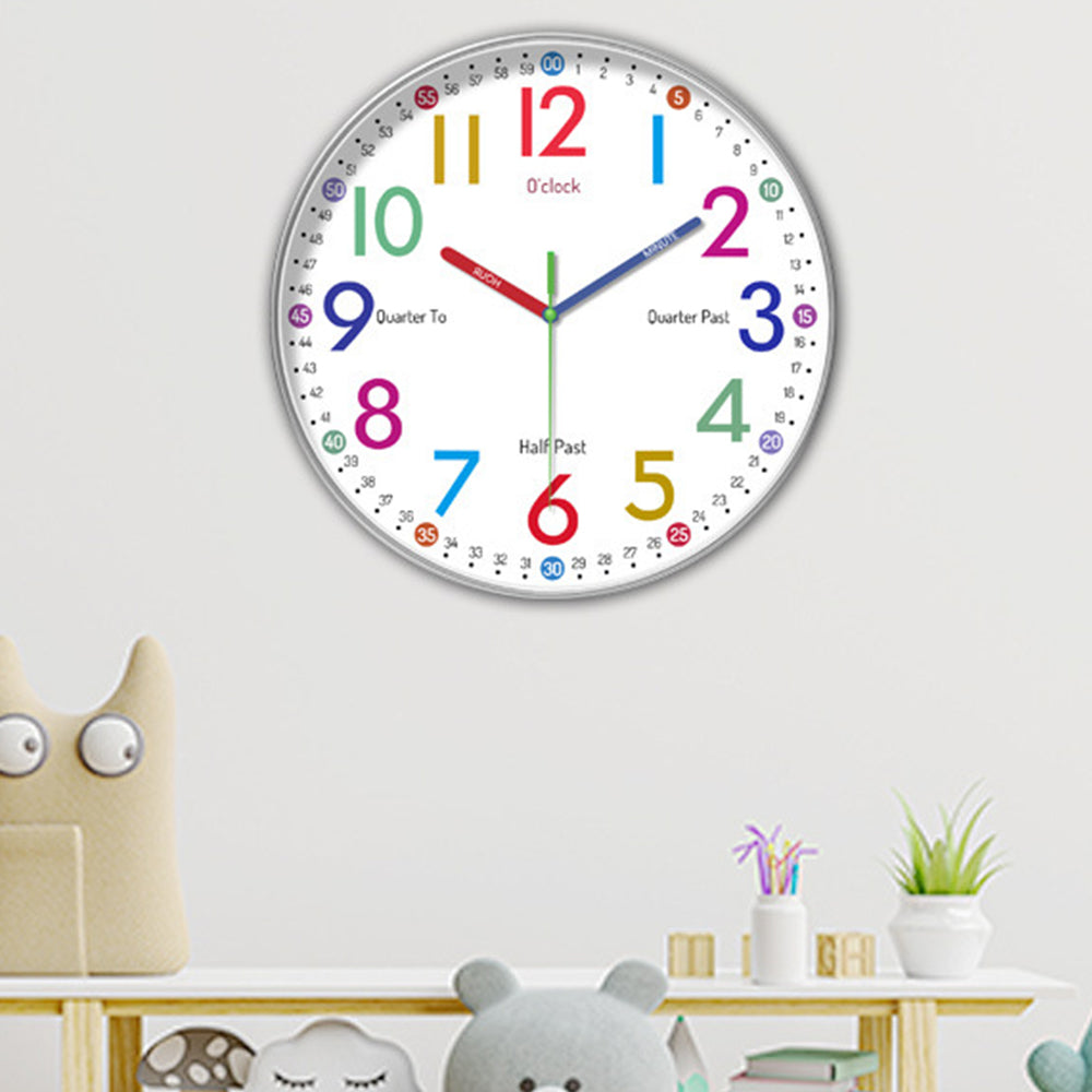 30.5CM Learning Clock for Kids Multicoloured Telling Time Teaching Clock