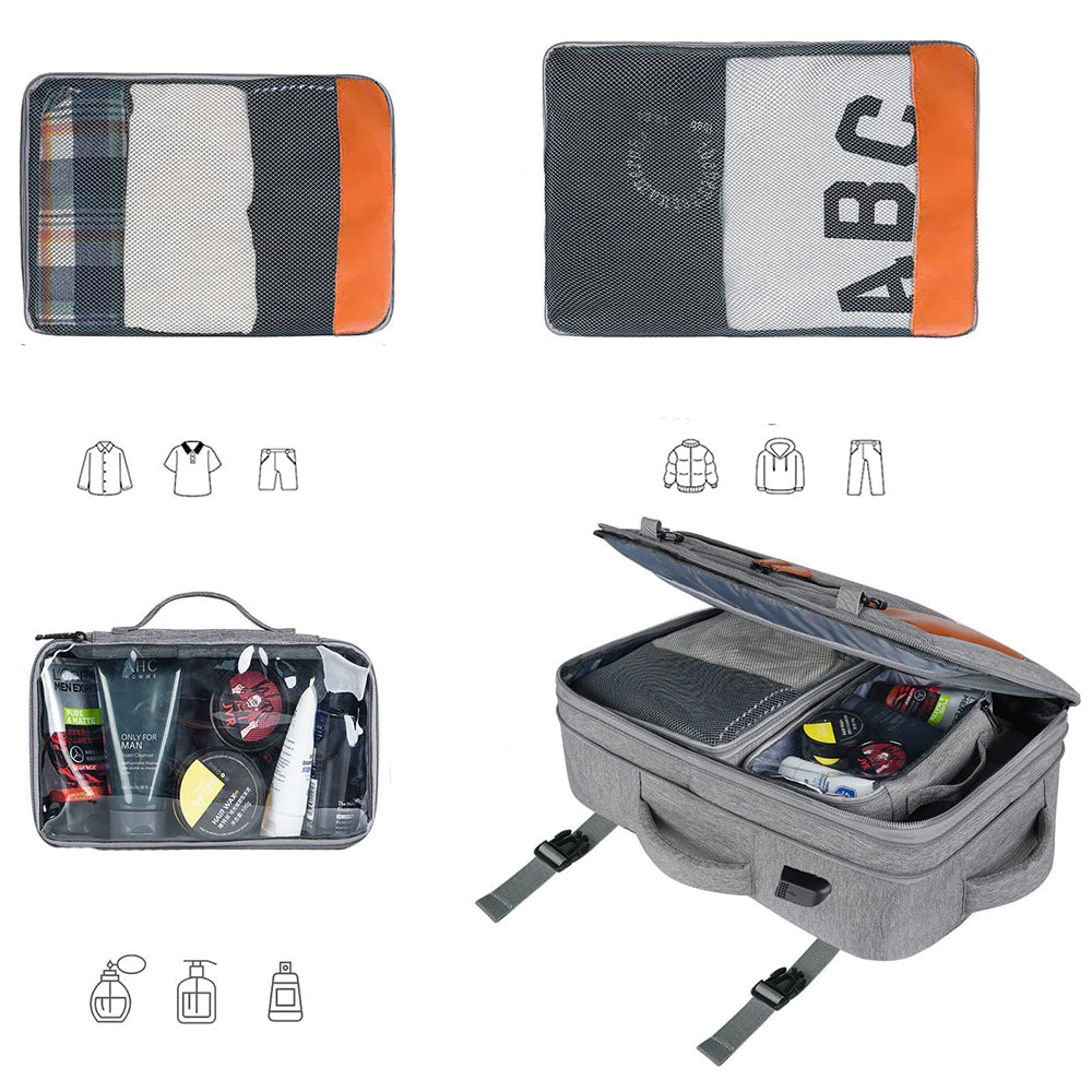 Business Travel Shoulder Backpack with Shoe Bag and Storage Bag