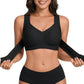 Wireless Front Closure Seamless Full Coverage Cross Back Bra for Women-Black