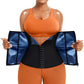 Womens Workout Waist Trainer 3-Row Hook and Zip Slimming Belt for Yoga Fitness-Blue