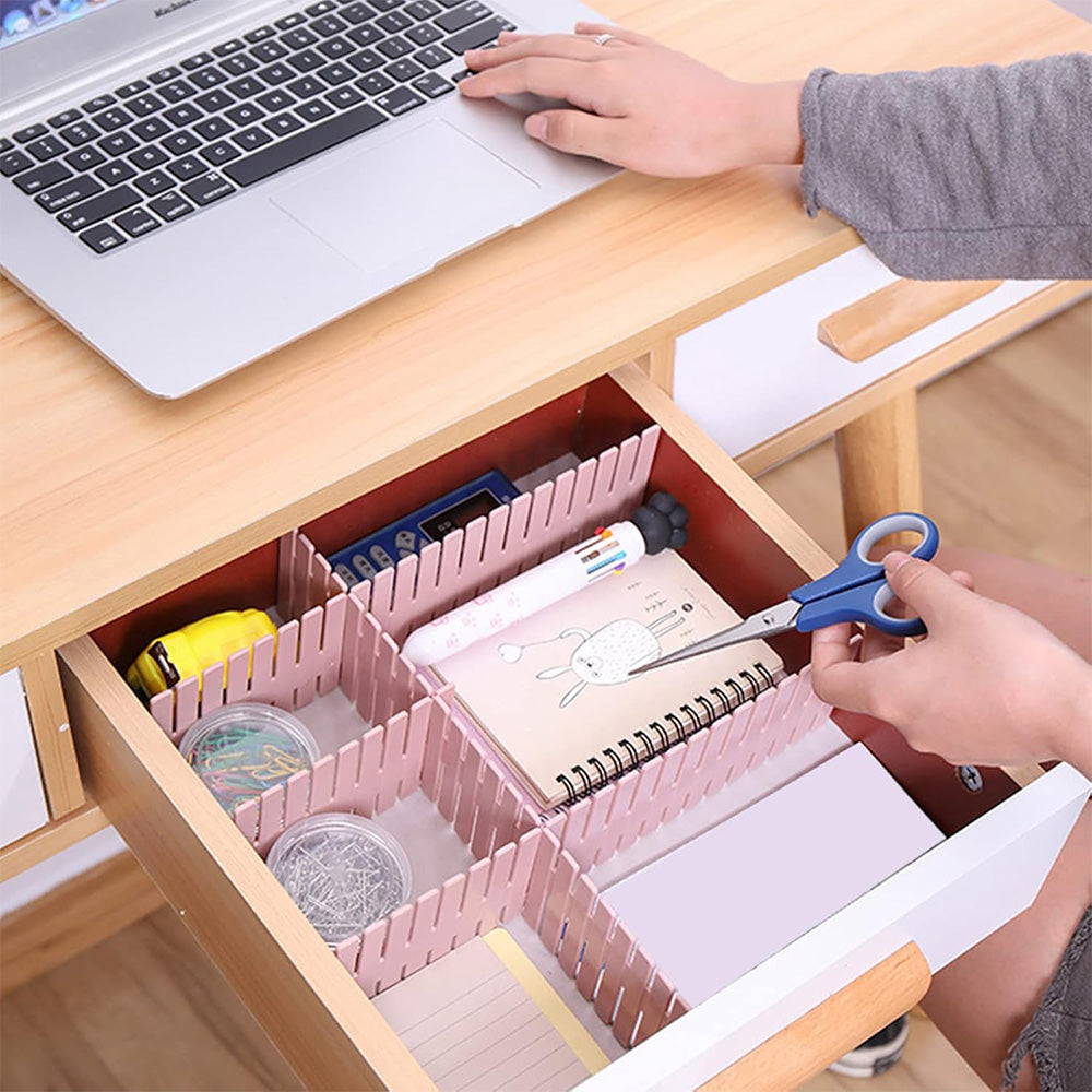 24Pcs Adjustable Drawer Divider DIY Storage Organiser for Cabinets