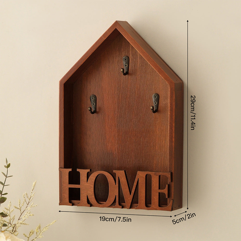 Vintage Key Holder Wall Mount with 3 Metal Hooks Key Rack for Entryway Living Room