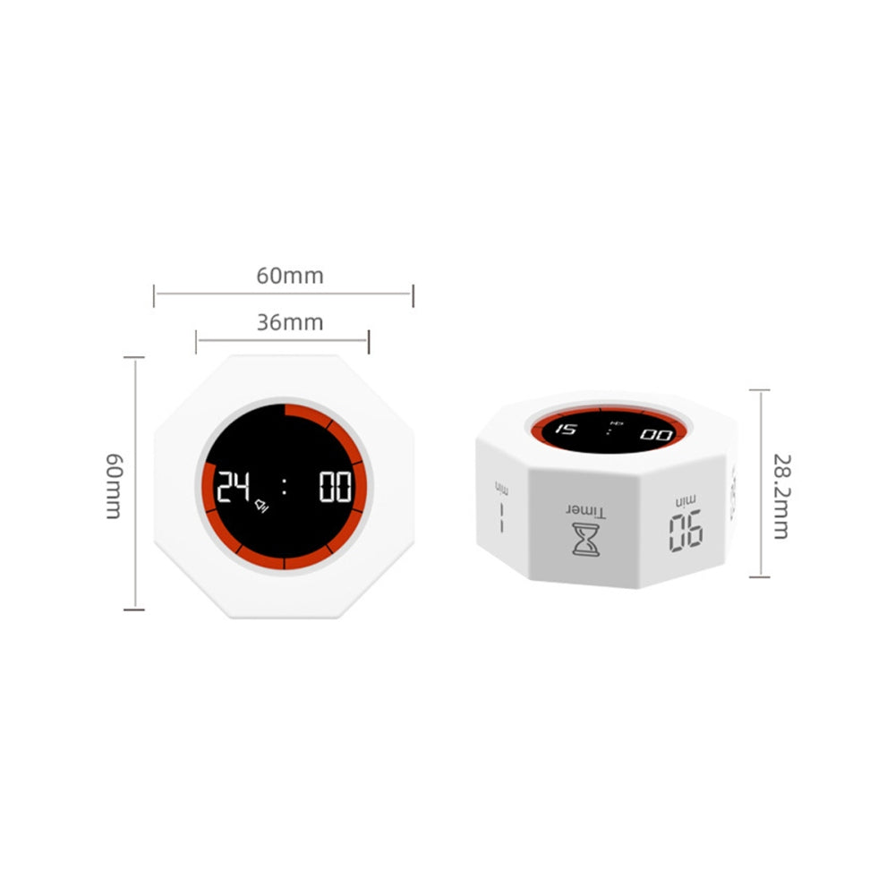 Rechargeable Pomodoro Timer 8-Angle Auto-Rotating Screen with Gravity Sensor for Cooking Work