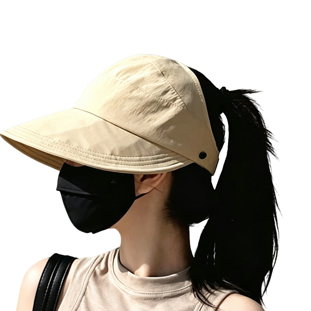 2 PCS Wide Brim Quick Dry Foldable Sun Hat with Ponytail Opening and Hook