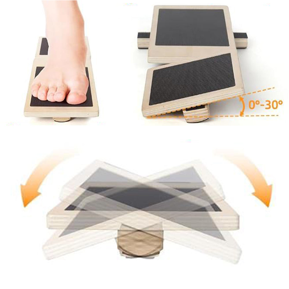 2Pcs Wooden Non-Slip Foot Strengthener Trainer Ankle Balance Board