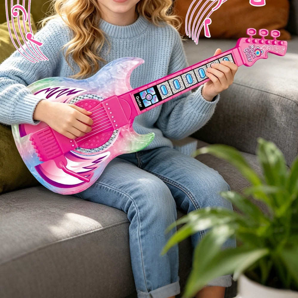 2 in 1 Guitar Microphone Toy with Color Lights for Ages 4 Plus