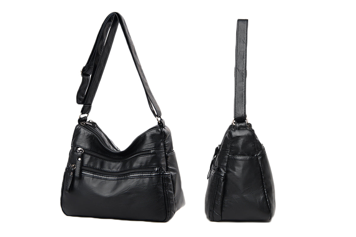 Women's Two-Layer PU Leather Crossbody Bag Shoulder Bag