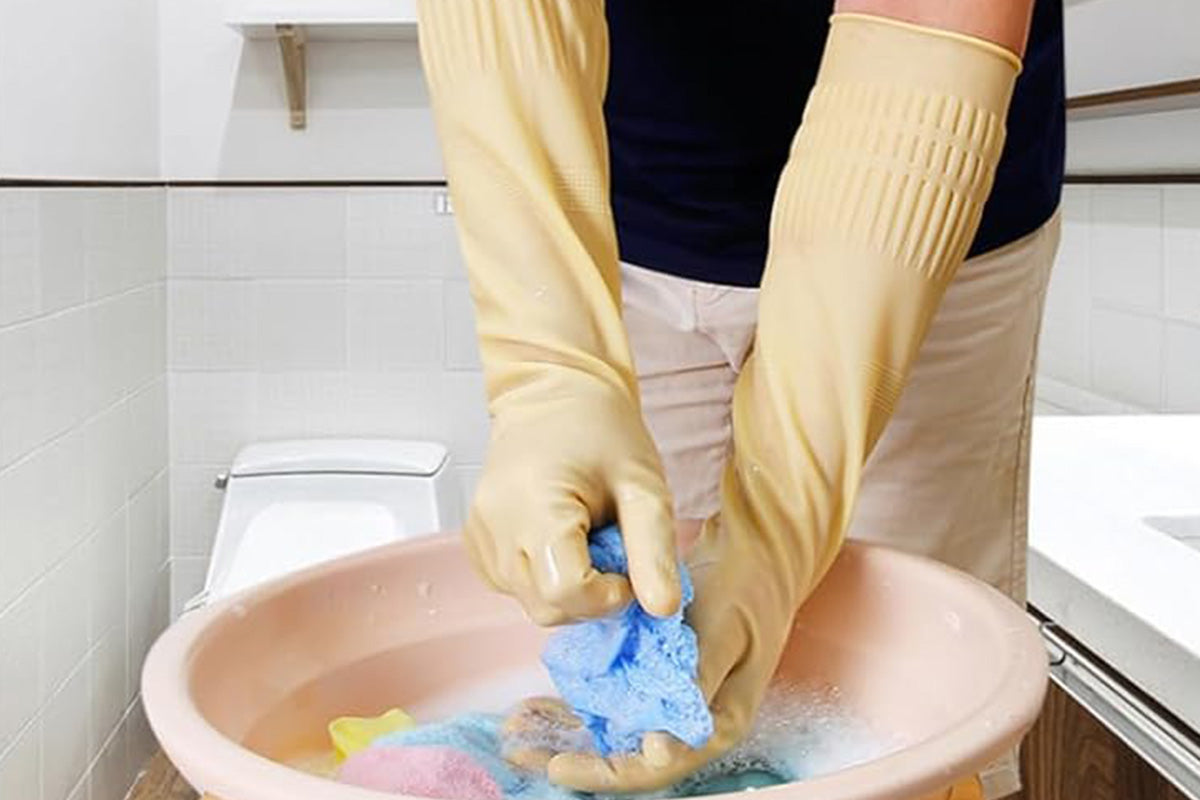 38cm Extra Long Rubber Gloves 3 Pack Heavy Duty Cleaning Gloves for Dishwashing