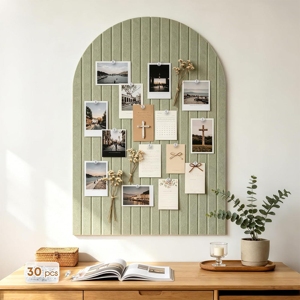 Large Arched Felt Bulletin Board with 30 Push Pins for Home Office School