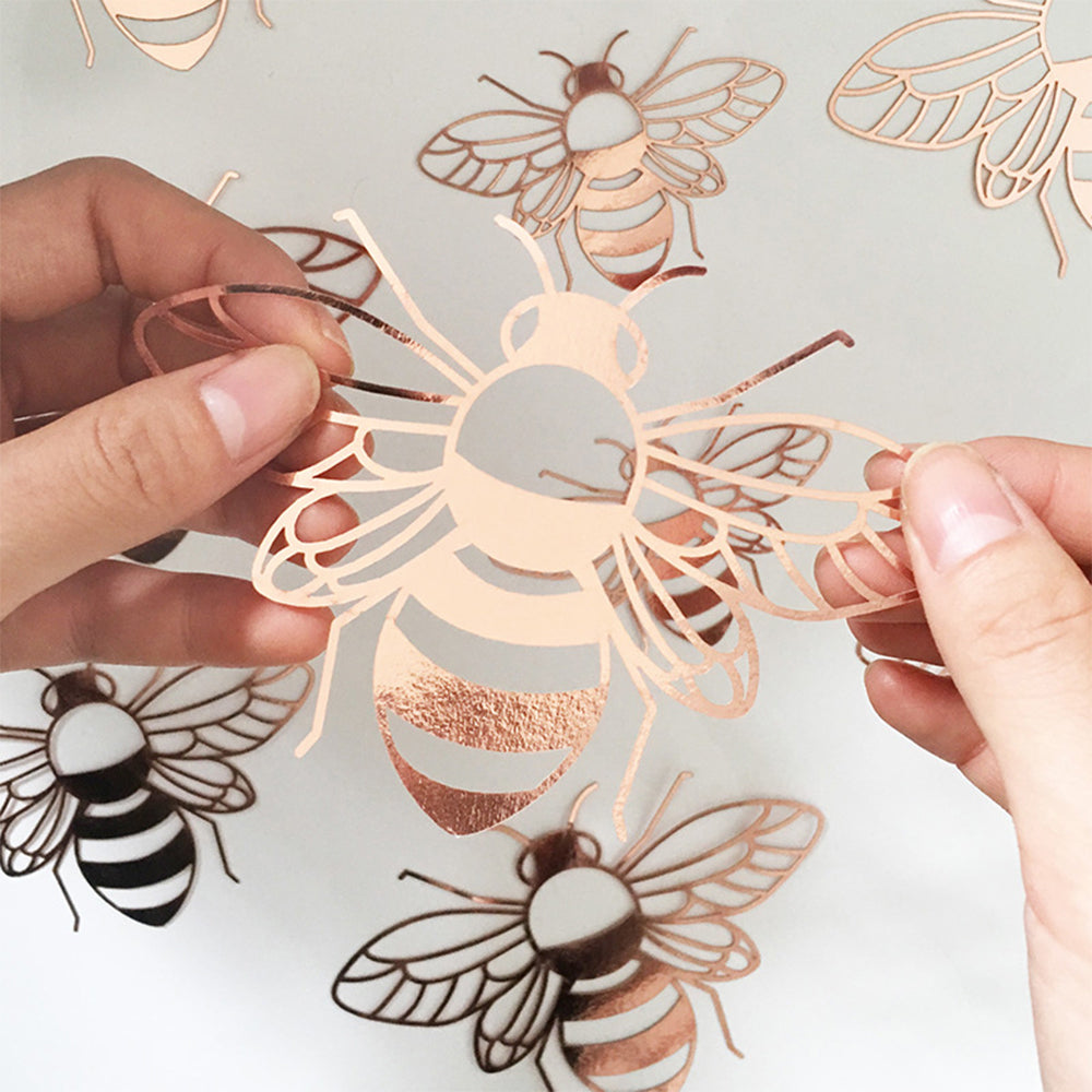 24Pcs Shiny Wall Stickers Hollow Bee Stickers for Home Decoration