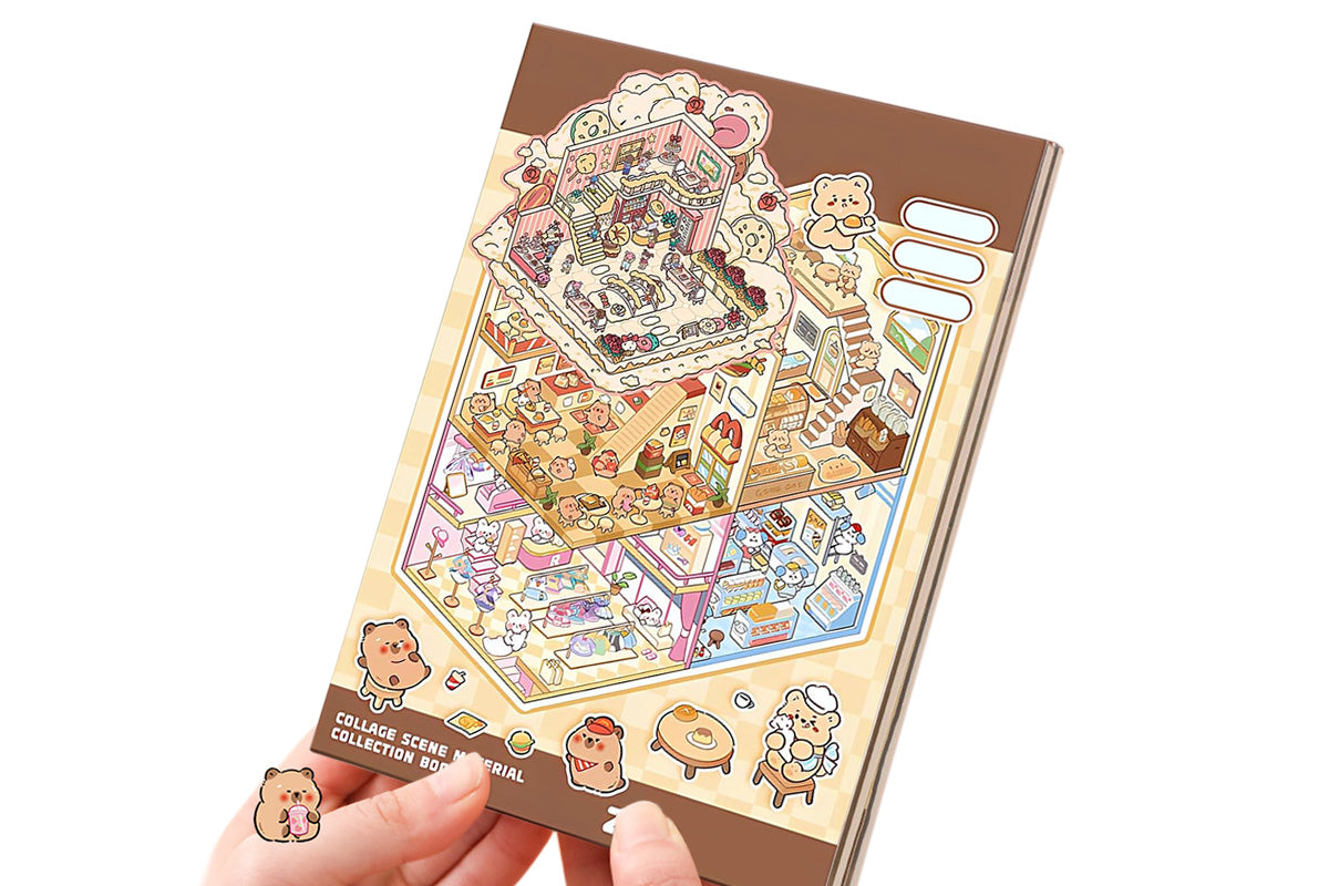 20 Sets DIY House Sticker Kit 3D Miniature Scene Stickers Cute Cartoon Scenes