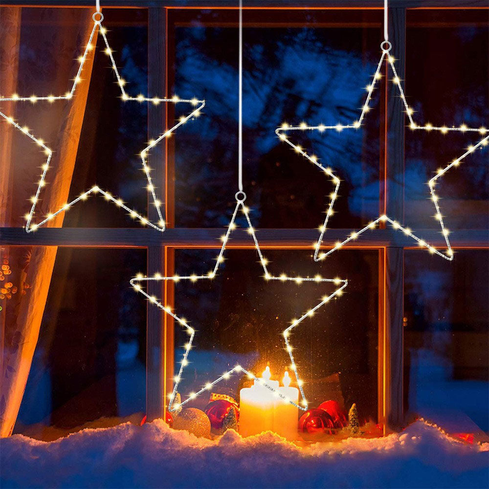 3Pcs 30CM Christmas LED Star Decoration Lights Battery Operated Christmas Decoration