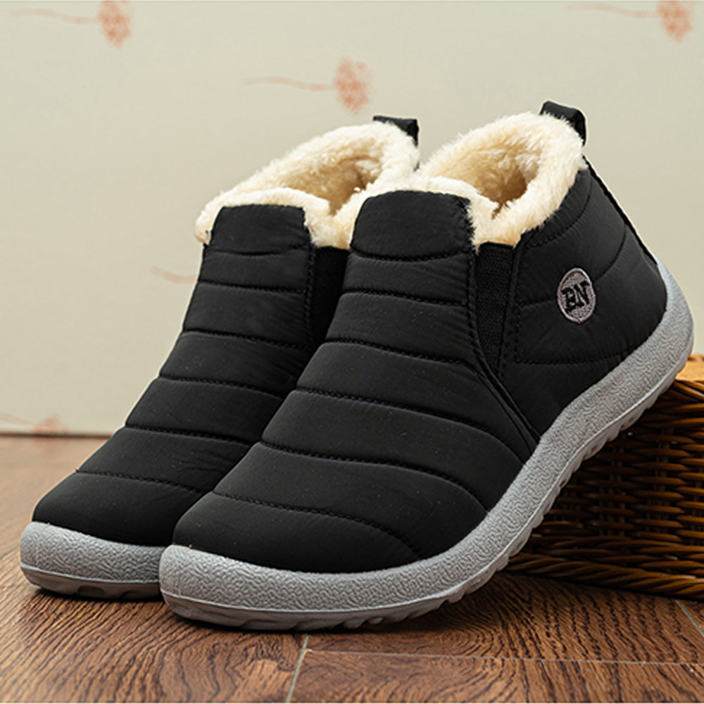 Women Water Resistant Warm Slip-On Shoes with Non-Slip Sole-Black