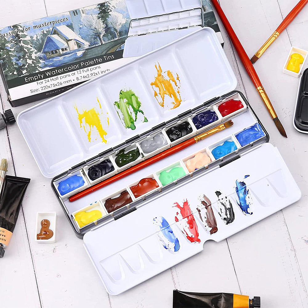 Empty Metal Palette Box Watercolour Travel Palettes