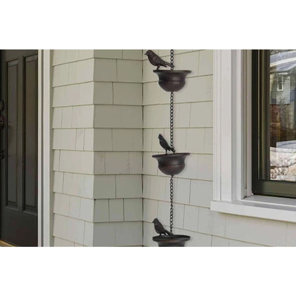 Vintage Mobile Bird Rain Chain Garden Hanging Pendant Craft Wind Chime for Outdoor Gutter
