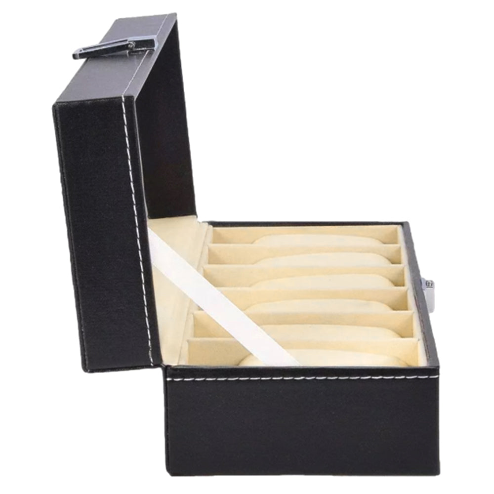 6/10/12 Grids PU Leather Watch Box Organizer Display Case with Lock