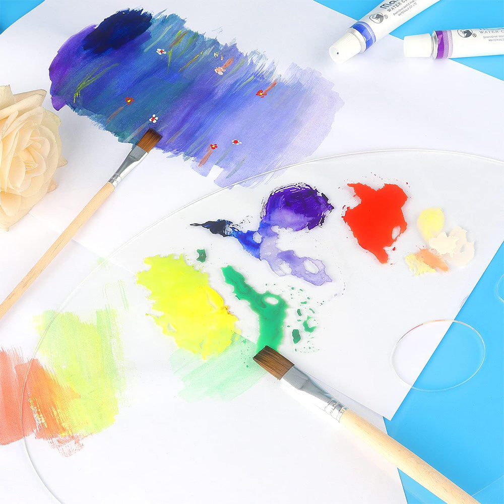 2Pcs Acrylic Painting Palette Transparent Color Mixing Board for Watercolor Acrylic Oil Paint