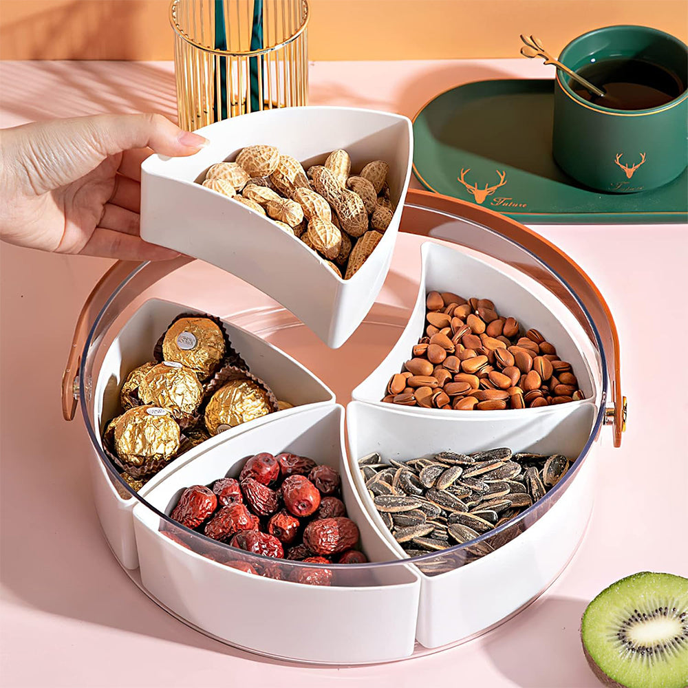 Divided Serving Tray with Lid and Handle Snack Platter Organizer