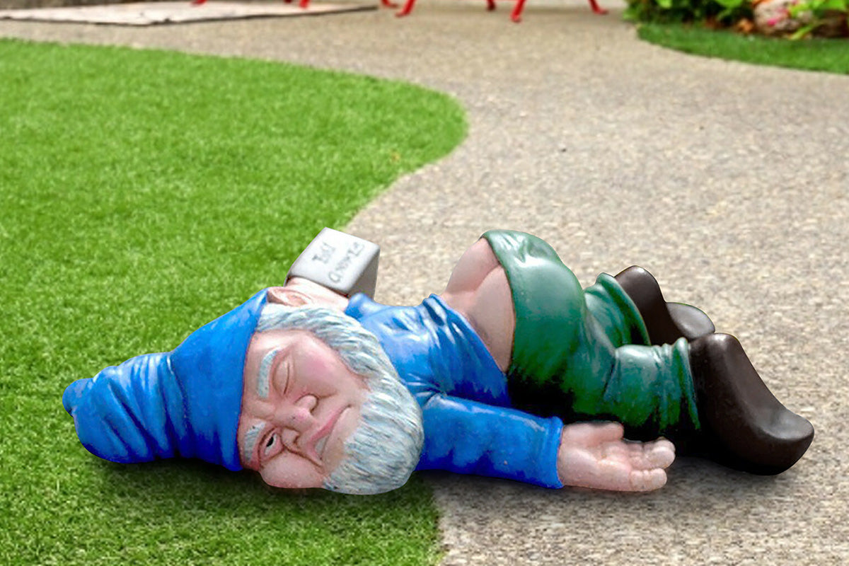 Funny Drunk Garden Gnome Patio Ornament Rude Passed Out Statue for Yard Decor